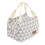Bolsa térmica reutilizável para almoço, com características práticas e convenientes. Tecido elegante e estampa triangular multicolorida, ideal 3
