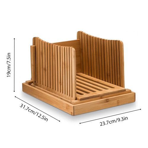 Bamboo Bread Slicer with 3 Thickness Settings, Foldable & Easy Clean 2
