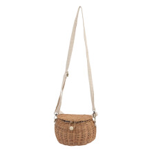 Cesta de manillar infantil de ratán resistente, bolsa ligera hecha a mano para bicicletas, diseño fácil de transportar, color natural, textura