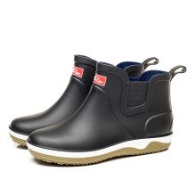 (Black, UK:7 = EUR:41) Men's Versatile Ankle Short Rain Boots Waterproof Rubber Non-Slip Flats Shoes