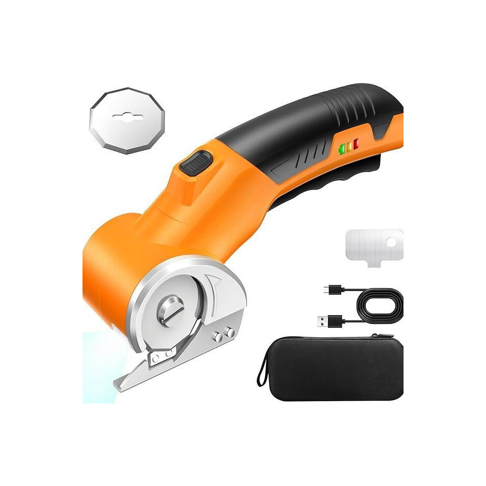 Wireless Electric Scissors: 4V Rechargeable Rotary Cardboard Cutter, Battery-Powered, Yellow Kit With Light 5008878048921