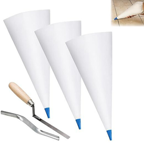 Leather tile grout bag and floor tile cement grout bag set including tools 1