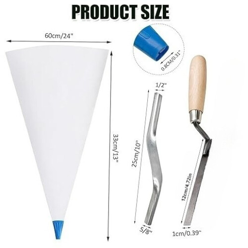 Leather tile grout bag and floor tile cement grout bag set including tools 1 2