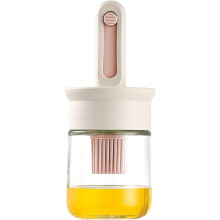 Oil and Sauce Dispenser Bottle with Adjustable Silicone Basting Brush for Cooking (Pink)