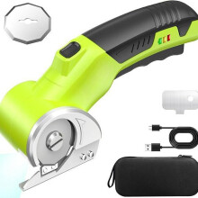Kabellose elektrische Schere: Wiederaufladbarer 4V-Rotationskartonschneider, batteriebetrieben, grünes Set mit Licht