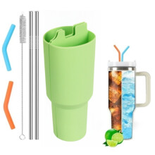 Stanley Cup Silicone Inner Liner + 2 Straws + 2 Straw Sleeves + Brush Set (Light Green + 2 Straws + 2 Straw Sleeves + Brush)