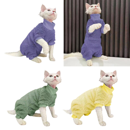 Cat Sweatshirt Solid Color Thick Pullover Kitten-Purple XL 2