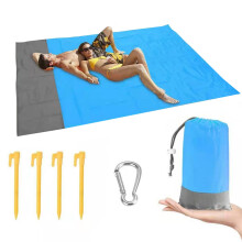 1pc Beach Mat Extra Large 79 x 83 Inch Sandproof Picnic Blanket with Anchors and Storage Bag for Camping, Hiking