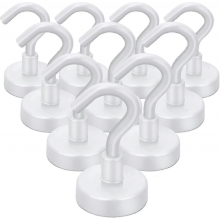 Starke Magnethaken, hochbelastbar, 10 kg Seltenerdmagnete für Kühlschrank, Haushalt, Küche, Büro, Kreuzfahrten – 10er-Pack (weiß)