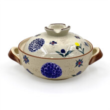 Ceramic Hot Pot Clay Casserole for Stovetop Stew and Soup Cooking, 1.5L Blue