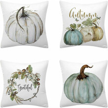 Fall Decor Pillow Covers, Polyester Linen Material Invisible Zipper Closure for Outdoor Cushions, Premium Quality Zipper, Thanksgiving Decorations Set