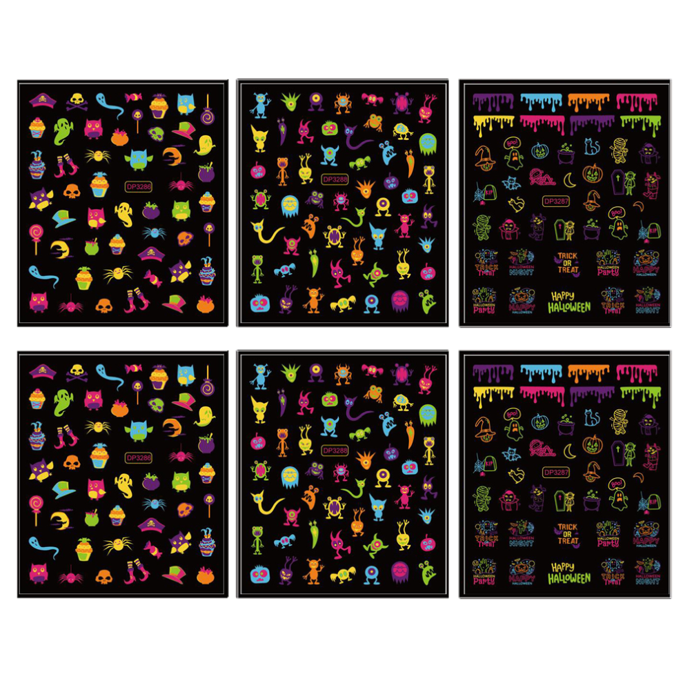 Dark 3D Self-Adhesive Nail Decals, Safe Non-Toxic Materials, Gradient Pumpkin Nail Stickers, Glow In Flower Nail Stickers, Easy To Use Nail Decals For