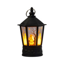 Lanterna retrô de Halloween com estampa de abóbora, lanterna LED sem chama, alimentada por bateria, lanterna com tema de esqueleto para atmosfera