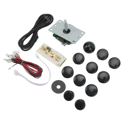 DIY Kit Microswitch Arcade Buttons Joystick USB Encoder LED Arcade Button Windows Arcade Games for Raspberry Pi, Durable Components with Removable Bal 2