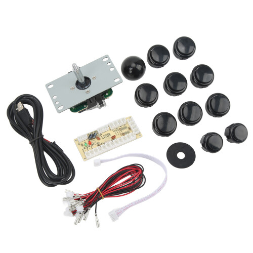 DIY Kit Microswitch Arcade Buttons Joystick USB Encoder LED Arcade Button Windows Arcade Games for Raspberry Pi, Durable Components with Removable Bal 1