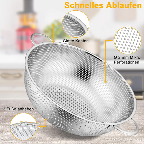 Stainless Steel Strainer, MicroPerforated 28cm, Dishwasher Safe 1