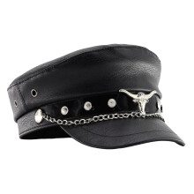 Contemporary Militaries Cap With Bullhead Rivet-Bright skin