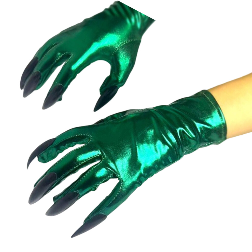 Green/Black 1Pair Long Halloween Gloves Elegant Evening- Armor
