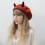 Popular Devil Horn Painter Hat Warm Wool Winter-Pink red horn 5