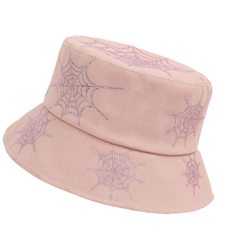Sparkling Web Pattern Sun Hat Adjustable Fit Comfortable-Pink