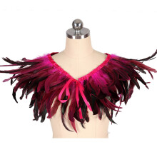 Handcrafted Feather Cape Breathable Garment Ideal For-Rose Red