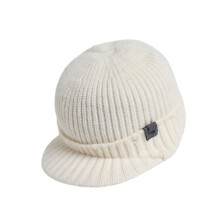 Equestrian Cap With Warm Ear Pads Stretchable Knit-White