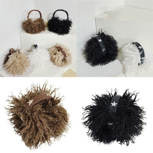 Foldable Winter Plush Earmuffs With Metal Star-Deep khaki 2