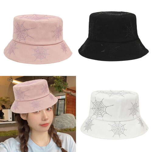 Sparkling Web Pattern Sun Hat Adjustable Fit Comfortable-Pink 2