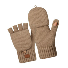 Half Finger Gloves For Women Cold Weather Essential Soft-khaki