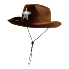 Children Cowboy Hats Shining Rhinestones Star-Deep Coffee