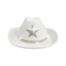 Classical Western Cowboy Hats Kids Sparkling Star Design-White