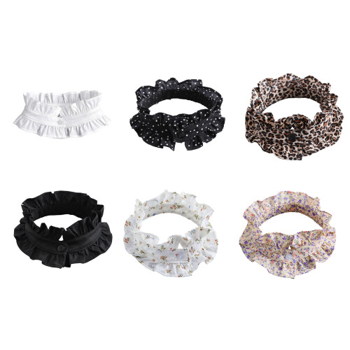 Spring  Lace Trim Detachable Collar  Ruffle Layered-Polka dots 1