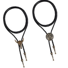 Soft PU Leather Tie With Charm Stylish Unisex-Ancient bronze