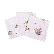 Floral Lace Embroidered Cotton Handkerchiefs-Flower type No. 6