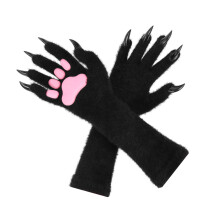 Halloween Silicone Gloves With Faux Lining Plush Pad-Black