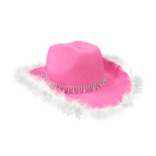 Cowboy Hats Crystal Pork Pie Hat Panama Hat Ornament for-Pink