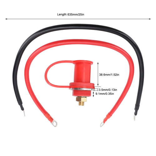 250A Copper Battery Terminal Connectors 3/8in Stud Red Black 1