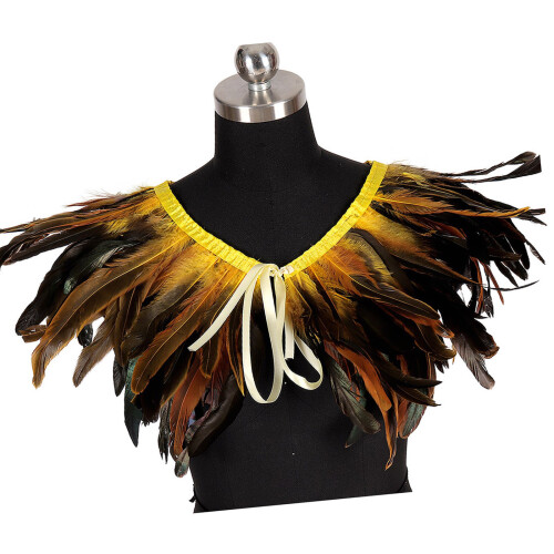 Handcrafted Feather Cloak Easy Fold Portable For Any-Yellow