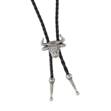 Modern Bolo Tie Accessory Metal Cattle Charm PU-Ancient silver
