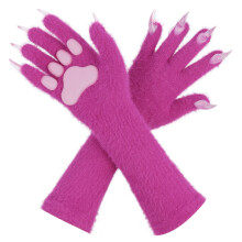 Halloween Silicone Gloves With Faux Lining Plush Pad-Purple