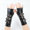 Punk Fingerless Gloves Breathable PU Leather Adjustable-Black 6