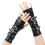 Punk Fingerless Gloves Breathable PU Leather Adjustable-Black 7