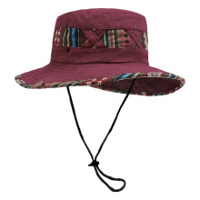 Foldable Sun Hat Cotton Blend Ventilated Design-Wine red