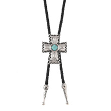 Traditional PU Leather Cord Necklace Golden-Ancient silver