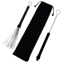 Retractable Wire Drum Brushes Set of 2 Stainless Steel Bristles with Grip for Jazz Cajon Practice