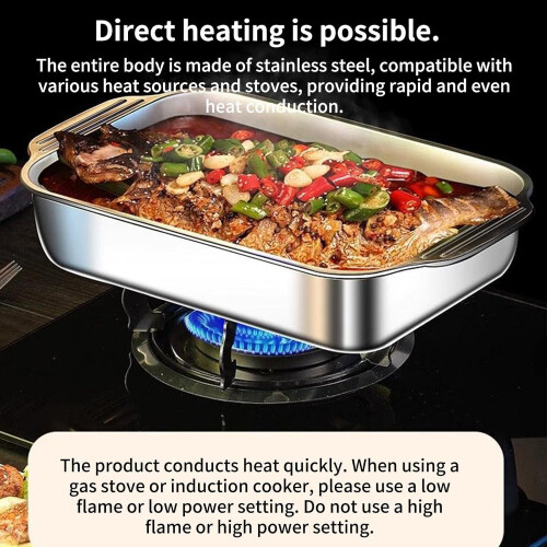 Stainless Steel Baking Pan Set with Lid and Handle, Rectangular Bakeware for Cake Bread Cookie Lasagna Pizza 1