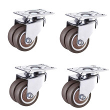 Swivel casters with plate, rubber caster with brake, highperformance, max load 400 kg (4 swivel casters)
