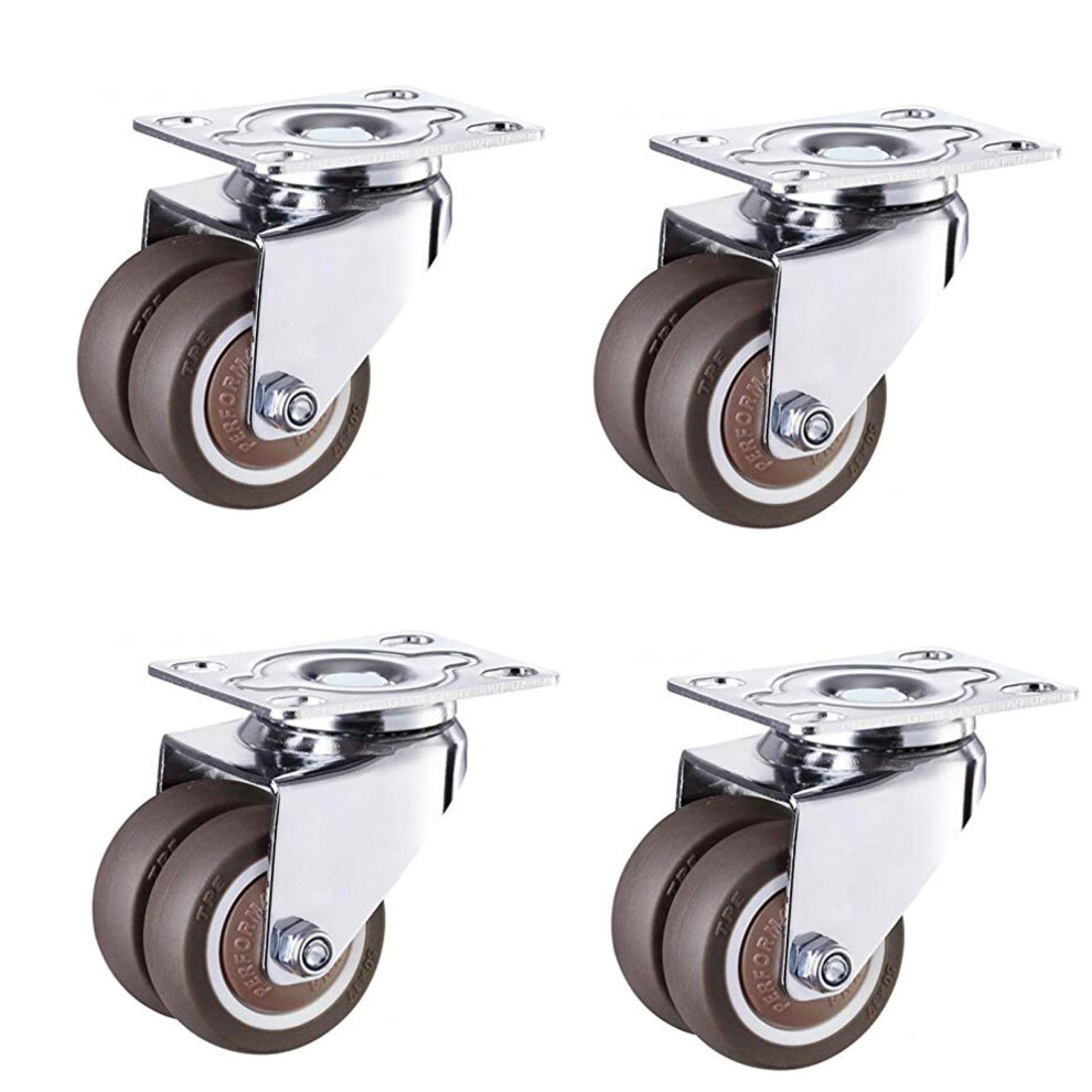 Swivel Casters With Plate, Rubber Caster With Brake, Highperformance, Max Load 400 Kg (4 Swivel Casters) 9119770460585