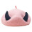 Woolen Beret Hat Devil Horn Octagonal Cap-Pink black horn 1