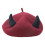 Thick Warm Devil Horn Beret Hat Wool-Wine red black horns 1